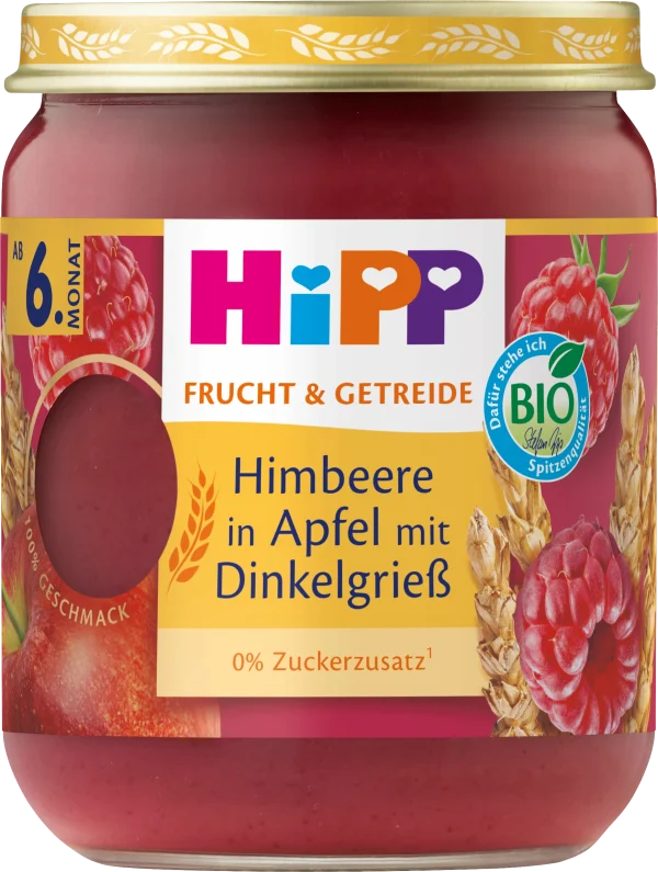 Fruit & Graan Framboos In Appel Met Speltgriesmeel Vanaf 6 Maanden, 160 G