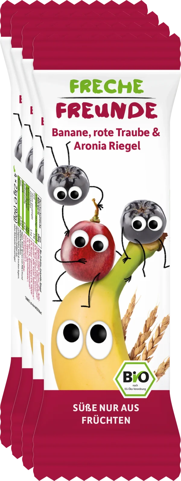 Fruitrepen Met Granen: Banaan, Rode Druif & Aronia, Vanaf 1 Jaar, (4 X 23 G), 92 G