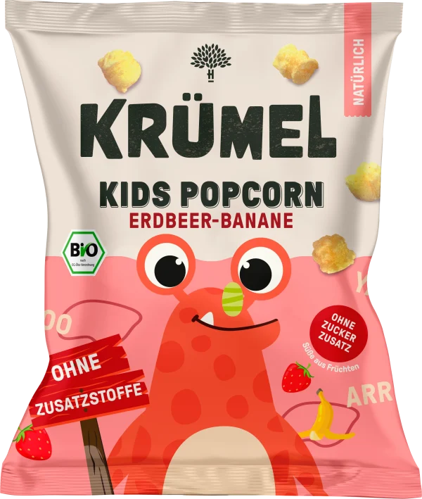 Kindersnack Popcorn Aardbei Banaan, Vanaf 3 Jaar, 20 G