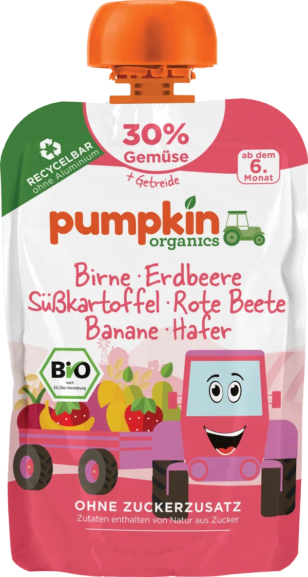 Quetschie Peer, Aardbei, Zoete Aardappel, Rode Biet, Banaan & Haver, Vanaf 6 Maanden, 100 G