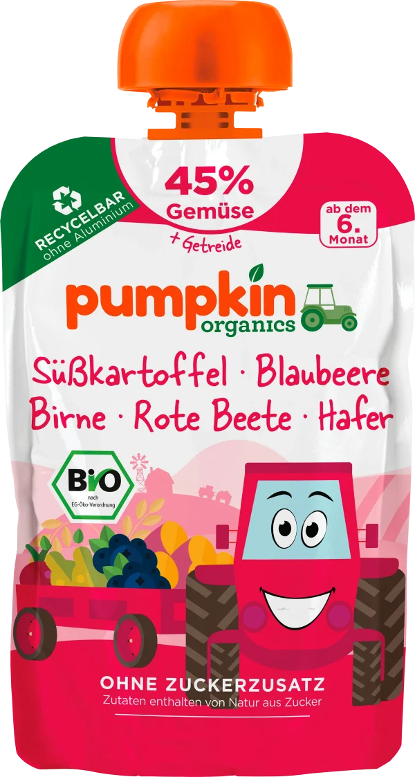 Quetschie Met Zoete Aardappel, Bosbes, Rode Biet & Haver, 100 G